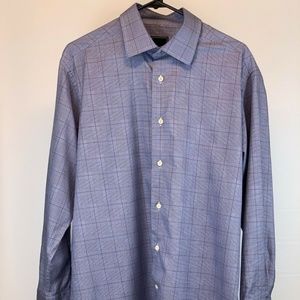 David Donahue Button Down Shirt L/S Blue Plaid